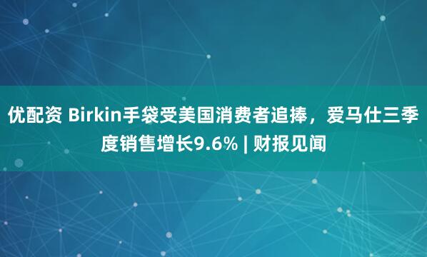 优配资 Birkin手袋受美国消费者追捧，爱马仕三季度销售增长9.6% | 财报见闻