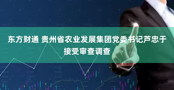 东方财通 贵州省农业发展集团党委书记芦忠于接受审查调查